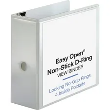 Business Source BSN 26965 — Business Source Locking D-Ring View Binder - 5 Binder Capacity - Letter - 8 1/2 x 11 Sheet Size - 925 Sheet Capacity - D-Ring Fastener(s) - 4 Inside Front & Back Pocket(s) - Polypropylene-covered Chipboard - White - Recycled - Locking Ring, Non-glare, Title Panel, Acid-free, Exposed Rivet, Sturdy, Clear Overlay - 1 Each