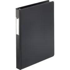 Business Source BSN 28559 — Business Source Basic Round Ring Binder w/Label Holder - 1 Binder Capacity - Letter - 8 1/2 x 11 Sheet Size - 3 x Round Ring Fastener(s) - Vinyl - Black - Recycled - Open and Closed Triggers, Label Holder - 1 Each