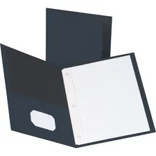 Business Source BSN 78508 — Business Source Letter Recycled Pocket Folder - 8 1/2 x 11 - 100 Sheet Capacity - 3 x Prong Fastener(s) - 1/2 Fastener Capacity - 2 Inside Front & Back Pocket(s) - Leatherette - Dark Blue - 35% Recycled - 25 / Box