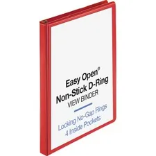 Business Source BSN 26979 — Business Source Red D-ring Binder - 1 Binder Capacity - D-Ring Fastener(s) - 4 Pocket(s) - Polypropylene - Red - Non-stick, Labeling Area - 1 Each