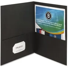 Business Source BSN 78490 — Business Source Letter Recycled Pocket Folder - 8 1/2 x 11 - 125 Sheet Capacity - 2 Inside Front & Back Pocket(s) - Paper - Black - 35% Recycled - 25 / Box