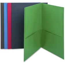Business Source BSN 78502 — Business Source Letter Recycled Pocket Folder - 8 1/2 x 11 - 125 Sheet Capacity - 2 Internal Pocket(s) - Paper - Assorted - 35% Recycled - 25 / Box