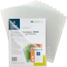 Business Source BSN 00606 — Business Source Letter File Sleeve - 8 1/2 x 11 - 20 Sheet Capacity - Polypropylene - Clear - 10 / Pack