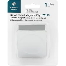 Business Source BSN 37510 — Business Source Nickel Plated Magnetic Clips - 2.3 Length - 1Each - Chrome - Metal, Nickel Plated