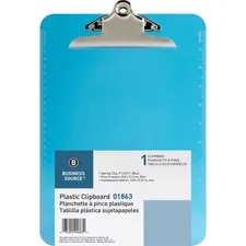 Business Source BSN 01863 — Business Source Spring Clip Plastic Clipboard - 8 1/2 x 11 - Spring Clip - Plastic - Blue - 1 Each