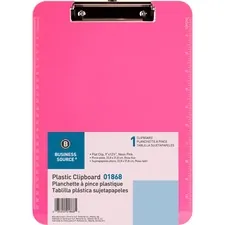 Business Source BSN 01868 — Business Source Transparent Plastic Clipboard - 9 x 12 - Low-profile - Plastic - Neon Pink - 1 Each