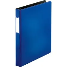 Business Source BSN 33107 — Business Source Slanted D-ring Binders - 1 Binder Capacity - 3 x D-Ring Fastener(s) - 2 Internal Pocket(s) - Chipboard, Polypropylene - Blue - PVC-free, Non-stick, Spine Label, Gap-free Ring, Non-glare, Heavy Duty, Open and Closed Triggers - 1 Each