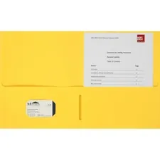 Business Source BSN 78556 — Business Source Letter Portfolio - 8 1/2 x 11 - 125 Sheet Capacity - Inside Front & Back Pocket(s) - Paper Stock - Yellow - 25 / Box