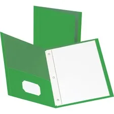 Business Source BSN 78509 — Business Source Letter Recycled Pocket Folder - 8 1/2 x 11 - 100 Sheet Capacity - 3 x Prong Fastener(s) - 1/2 Fastener Capacity - 2 Inside Front & Back Pocket(s) - Leatherette - Green - 35% Recycled - 25 / Box