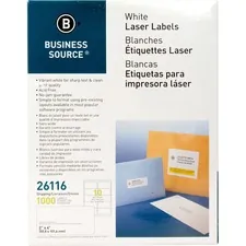 Business Source BSN 26116 — Business Source Bright White Premium-quality Shipping Labels - 2 x 4 Length - Permanent Adhesive - Rectangle - Laser, Inkjet - White - 10 / Sheet - 100 Total Sheets - 1000 / Pack