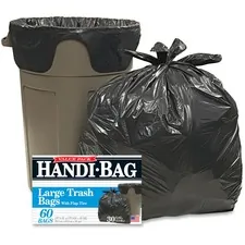 AEP Industries WBI HAB6FT60CT — Webster Handi-Bag Wastebasket Bags - 30 gal - 29 Width x 36 Length x 0.70 mil (18 Micron) Thickness - Black - Hexene Resin - 360/Carton - 60 Per Box - Home, Office