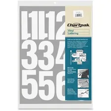CHARTPAK/PICKETT CHA 01196 — Chartpak Permanent Adhesive Vinyl Numbers - Self-adhesive - Helvetica Style - Easy to Use - 4 Height - White - Vinyl - 1 / Pack