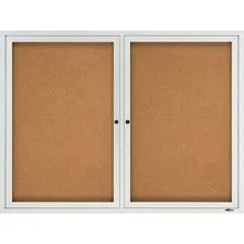 ACCO Brands QRT 2124 — Quartet Enclosed Cork Bulletin Board for Outdoor Use - 36 Height x 48 Width - Brown Cork Surface - Hinged, Wear Resistant, Tear Resistant, Water Resistant, Shatter Proof, Acrylic Glass, Weather Resistant, Lock - Silver Aluminum Frame - 1 / Each