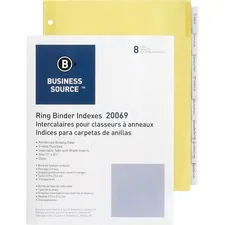 Business Source BSN 20069 — Business Source Buff Stock Ring Binder Indexes - 8 x Divider(s) - 8 Tab(s)/Set1.25 Tab Width - 8.5 Divider Width x 11 Divider Length - Letter - 3 Hole Punched - Clear Buff Paper Divider - Clear Tab(s) - 8 / Set