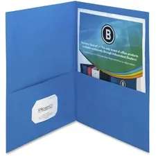 Business Source BSN 78491 — Business Source Letter Recycled Pocket Folder - 8 1/2 x 11 - 125 Sheet Capacity - 2 Inside Front & Back Pocket(s) - Paper - Blue - 35% Recycled - 25 / Box