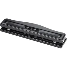 Business Source BSN 65645 — Business Source 3-Hole Adjustable Paper Punch - 3 Punch Head(s) - 11 Sheet of 16lb Paper - 1/4 Punch Size - Round Shape - Black