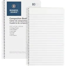 Business Source BSN 10966 — Business Source College Ruled Composition Books - 80 Sheets - Wire Bound - 16 lb Basis Weight - 6 x 9 1/2 - White Paper - Stiff-back - 1 Each