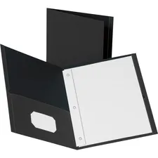 Business Source BSN 78532 — Business Source Letter Recycled Pocket Folder - 8 1/2 x 11 - 100 Sheet Capacity - 3 x Prong Fastener(s) - 2 Inside Front & Back Pocket(s) - Leatherette - Black - 35% Recycled - 25 / Box