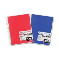 ACCO Brands MEA 06780 — Mead 5 - Subject College Ruled Wirebound Notebook - Letter - 200 Sheets - Spiral - College Ruled - 8 1/2 x 11 - White Paper - Assorted Cover - Back Board, Heavyweight - 1 Each