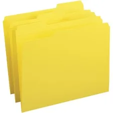 Business Source BSN 03173 — Business Source Reinforced Tab Colored File Folders - Yellow - 100 / Box