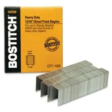 Amax Inc BOS SB351316HC1M — Bostitch 13/16 Heavy Duty Premium Staples - Heavy Duty - 13/16 Leg - 1/2 Crown - Holds 165 Sheet(s) - Chisel Point - Silver - High Carbon Steel - 0.8 Height x 0.5 Width0.9 Length - 1000 / Box
