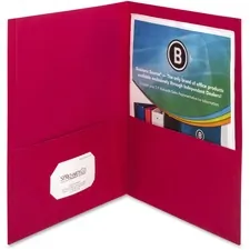 Business Source BSN 78494 — Business Source Letter Pocket Folder - 8 1/2 x 11 - 125 Sheet Capacity - 2 Inside Front & Back Pocket(s) - Paper - Red - 25 / Box