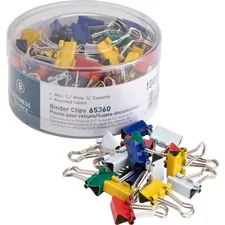 Business Source BSN 65360 — Business Source Colored Fold-back Binder Clips - Mini - 0.6 Width - 0.25 Size Capacity - 100 / Pack - Assorted - Steel