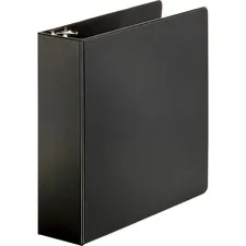 Business Source BSN 09978 — Business Source Basic Round-ring Binder - 3 Binder Capacity - Letter - 8 1/2 x 11 Sheet Size - 3 x Round Ring Fastener(s) - Inside Front & Back Pocket(s) - Vinyl - Black - 1.20 lb - Exposed Rivet, Non Locking Mechanism, Sheet Lifter, Open and Closed Triggers - 1 Each