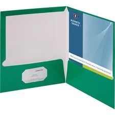 Business Source BSN 44427 — Business Source Letter Pocket Folder - 8 1/2 x 11 - 100 Sheet Capacity - 2 Internal Pocket(s) - Card Paper - Green - 25 / Box