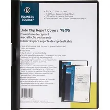 Business Source BSN 78495 — Business Source Letter Report Cover - 8 1/2 x 11 - 30 Sheet Capacity - Vinyl - Black - 1 Each