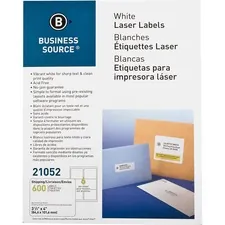 Business Source BSN 21052 — Business Source Bright White Premium-quality Address Labels - 3 1/3 x 4 Length - Permanent Adhesive - Rectangle - Laser, Inkjet - White - 6 / Sheet - 100 Total Sheets - 600 / Pack