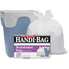 AEP Industries WBI HAB6FW130CT — Webster Handi-Bag Wastebasket Bags - 8 gal - 21.50 Width x 24 Length x 0.60 mil (15 Micron) Thickness - White - Hexene Resin - 780/Carton - 130 Per Box - Home, Office
