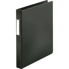Business Source BSN 33105 — Business Source Slanted D-ring Binders - 1 Binder Capacity - 3 x D-Ring Fastener(s) - 2 Internal Pocket(s) - Chipboard, Polypropylene - Black - PVC-free, Non-stick, Spine Label, Gap-free Ring, Non-glare, Heavy Duty, Open and Closed Triggers - 1 Each