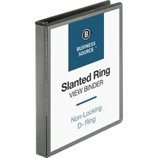 Business Source BSN 28446 — Business Source Basic D-Ring View Binders - 1 Binder Capacity - Letter - 8 1/2 x 11 Sheet Size - D-Ring Fastener(s) - Polypropylene - Black - Clear Overlay - 1 Each