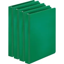 Business Source BSN 28556BD — Business Source Basic Round Ring Binders - 1 Binder Capacity - Letter - 8 1/2 x 11 Sheet Size - 225 Sheet Capacity - 3 x Round Ring Fastener(s) - Inside Front & Back Pocket(s) - Chipboard, Polypropylene - Green - Exposed Rivet, Sturdy - 4 / Bundle