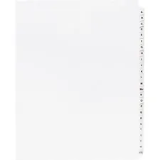 Business Source BSN 05858 — Business Source A-Z Tab Table of Contents Index Dividers - Printed Tab(s) - Character - A-Z - 25 Tab(s)/Set - 8.5 Divider Width x 11 Divider Length - Letter - 3 Hole Punched - White Divider - White Mylar Tab(s) - 25 / Set