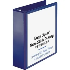 Business Source BSN 26976 — Business Source Navy D-ring Binder - 3 Binder Capacity - Letter - 8 1/2 x 11 Sheet Size - D-Ring Fastener(s) - 4 Pocket(s) - Polypropylene - Navy - Clear Overlay, Non-stick, Ink-transfer Resistant, Locking Ring - 1 Each