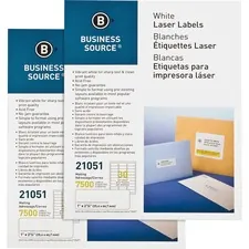 Business Source BSN 21051CT — Business Source Bright White Premium-quality Address Labels - 1 x 2 5/8 Length - Permanent Adhesive - Rectangle - Laser, Inkjet - White - 30 / Sheet - 250 Total Sheets - 15000 / Carton