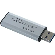 Compucessory CCS 26469 — Compucessory 16GB USB 3.0 Flash Drive - 16 GB - USB 3.0 - Silver - 1 Year Warranty - 1 Each
