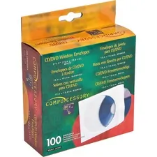 Compucessory CCS 26500 — Compucessory CD/DVD White Window Envelopes - CD/DVD - 5 Width x 5 Length - 100 / Box - White