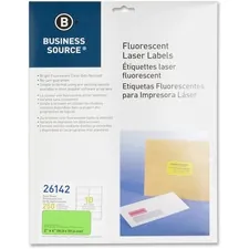 Business Source BSN 26142 — Business Source 2 Fluorescent Color Laser Labels - 2 x 4 Length - Permanent Adhesive - Rectangle - Laser - Neon Green - 10 / Sheet - 250 / Pack
