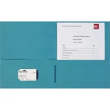 Business Source BSN 78555 — Business Source Letter Portfolio - 8 1/2 x 11 - 125 Sheet Capacity - 2 Inside Front & Back Pocket(s) - Paper Stock - Teal - 25 / Box