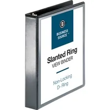 Business Source BSN 28447 — Business Source Basic D-Ring View Binders - 1 1/2 Binder Capacity - Letter - 8 1/2 x 11 Sheet Size - D-Ring Fastener(s) - Polypropylene - Black - Clear Overlay - 1 Each