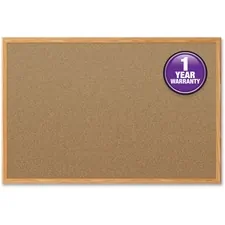 ACCO Brands MEA 85366 — Mead Classic Cork Bulletin Board - 36 Height x 24 Width - Natural Cork Surface - Self-healing - Oak Aluminum Frame - 1 Each