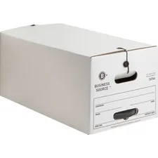 Business Source BSN 26746 — Business Source Medium Duty Letter Size Storage Box - Internal Dimensions: 12 Width x 24 Depth x 10 Height - External Dimensions: 12.3 Width x 24.1 Depth x 10.8 Height - Media Size Supported: Letter - Stackable - White - Recycled - 12 / Carton