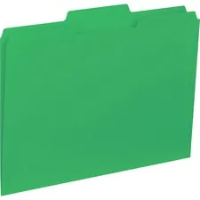 Business Source BSN 43563 — Business Source 1/3 Tab Cut Letter Recycled Top Tab File Folder - 8 1/2 x 11 - Top Tab Location - Assorted Position Tab Position - Green - 10% Recycled - 100 / Box