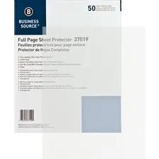 Business Source BSN 37519 — Business Source Full Sheet Top Load Poly Sheet Protectors - 3.1 mil Thickness - For Letter 8 1/2 x 11 Sheet - Rectangular - Clear - Polypropylene - 50 / Box