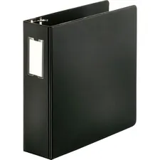 Business Source BSN 33113 — Business Source Slanted D-ring Binders - 3 Binder Capacity - 3 x D-Ring Fastener(s) - 2 Internal Pocket(s) - Chipboard, Polypropylene - Black - Refillable, Non-stick, Spine Label, Gap-free Ring, Non-glare, Heavy Duty, Open and Closed Triggers - 1 Each