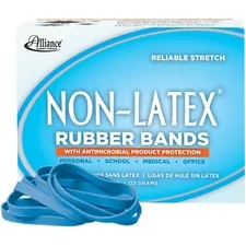 ALLIANCE RUBBER ALL 42649 — Alliance Rubber 42649 Non-Latex Rubber Bands with Antimicrobial Protection - Size #64 - 1/4 lb. box contains approx. 95 bands - 3 1/2 x 1/4 - Cyan blue