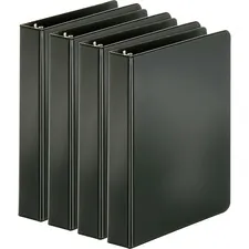 Business Source BSN 28523BD — Business Source Basic Round Ring Binders - 1 Binder Capacity - 240 Sheet Capacity - 3 x Round Ring Fastener(s) - Inside Front & Back Pocket(s) - Chipboard, Polypropylene - Black - Exposed Rivet, Sturdy - 4 / Bundle